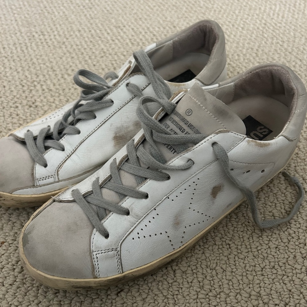Golden Goose White Leather Superstars Size 40